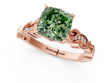 Rose gold Fancy Green Cushion  Solitaire Vine Band with Milgrain Prong Setting_4