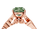 Rose gold Fancy Green Cushion  Solitaire Vine Band with Milgrain Prong Setting_7