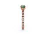 Rose gold Fancy Green Cushion  Solitaire with Pavé Band and Four-Prong Setting_292