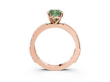 Rose gold Fancy Green Cushion  Solitaire with Pavé Band and Four-Prong Setting_293