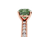 Rose gold Fancy Green Cushion  Solitaire with Pavé Band and Four-Prong Setting_295
