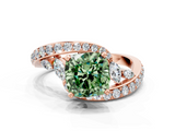 Rose gold Fancy Green Cushion  Solitaire with Pavé Twist Band and Four-Prong Setting_72