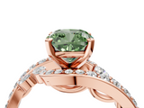 Rose gold Fancy Green Cushion  Solitaire with Pavé Twist Band and Four-Prong Setting_76