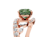 Rose gold Fancy Green Cushion  Solitaire with Pavé Twist Band and Four-Prong Setting_77