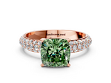 Rose gold Fancy Green Cushion  Solitaire with Pave Band and Four-Prong Setting_3