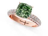 Rose gold Fancy Green Cushion  Solitaire with Pave Band and Four-Prong Setting_4