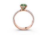 Rose gold Fancy Green Cushion  Solitaire with Pave Band and Four-Prong Setting_6