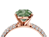 Rose gold Fancy Green Cushion  Solitaire with Pave Band and Four-Prong Setting_7