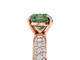 Rose gold Fancy Green Cushion  Solitaire with Pave Band and Four-Prong Setting_8