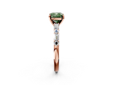 Rose gold Fancy Green Cushion  Solitaire with Side Baguettes and Channel Set Band_47
