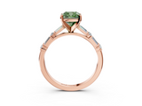Rose gold Fancy Green Cushion  Solitaire with Side Baguettes and Channel Set Band_48