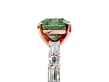 Rose gold Fancy Green Cushion  Solitaire with Side Baguettes and Channel Set Band_50