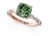 Rose gold Fancy Green Cushion  Solitaire with Side Stones on a Pavé Band and Four-Prong Setting_25
