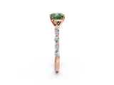 Rose gold Fancy Green Cushion  Solitaire with Side Stones on a Pavé Band and Four-Prong Setting_26