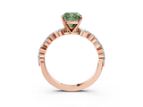Rose gold Fancy Green Cushion  Solitaire with Side Stones on a Pavé Band and Four-Prong Setting_27