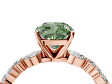 Rose gold Fancy Green Cushion  Solitaire with Side Stones on a Pavé Band and Four-Prong Setting_28