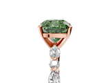 Rose gold Fancy Green Cushion  Solitaire with Side Stones on a Pavé Band and Four-Prong Setting_29