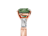 Rose gold Fancy Green Cushion  Solitaire with Tapered Baguette Side Stones on a Classic Band with Four-Prong Setting_78