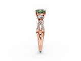 Rose gold Fancy Green Cushion  Three-Stone Diamond Ring with Pavé Split Shank and Four-Prong Setting_47