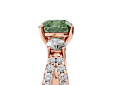 Rose gold Fancy Green Cushion  Three-Stone Diamond Ring with Pavé Split Shank and Four-Prong Setting_50