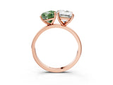 Rose gold Fancy Green Cushion  and Emerald Cut Toi Moi Ring with Prong Setting_50
