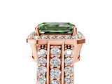 Rose gold Fancy Green Emerald -Cut Halo Diamond Ring with Split Shank and Four-Prong Setting_141