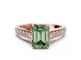 Rose gold Fancy Green Emerald  Brilliant Cut Diamond Engagement Ring with Pavé Band and Four-Prong Setting_50