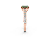 Rose gold Fancy Green Emerald  Brilliant Cut Diamond Engagement Ring with Pavé Band and Four-Prong Setting_52