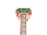 Rose gold Fancy Green Emerald  Brilliant Cut Diamond Engagement Ring with Pavé Band and Four-Prong Setting_55