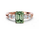 Rose gold Fancy Green Emerald  Brilliant Cut Diamond Five-Stone Prong Set Engagement Ring with Channel Band_3