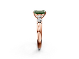 Rose gold Fancy Green Emerald  Brilliant Cut Diamond Five-Stone Prong Set Engagement Ring with Channel Band_5