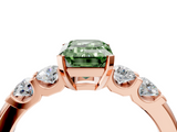 Rose gold Fancy Green Emerald  Brilliant Cut Diamond Five-Stone Prong Set Engagement Ring with Channel Band_7