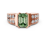 Rose gold Fancy Green Emerald  Brilliant Diamond Channel Set Wide Band Ring with Bezel Setting_20