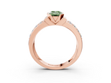 Rose gold Fancy Green Emerald  Brilliant Diamond Channel Set Wide Band Ring with Bezel Setting_23