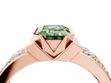 Rose gold Fancy Green Emerald  Brilliant Diamond Channel Set Wide Band Ring with Bezel Setting_24