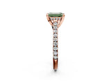 Rose gold Fancy Green Emerald  Brilliant Diamond Solitaire with Pavé Band and Four-Prong Setting 2
