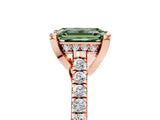 Rose gold Fancy Green Emerald  Brilliant Diamond Solitaire with Pavé Band and Four-Prong Setting 5