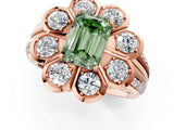 Rose gold Fancy Green Emerald  Brilliant Flower Halo Diamond Split Shank Ring_91