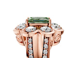 Rose gold Fancy Green Emerald  Brilliant Flower Halo Diamond Split Shank Ring_95
