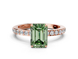 Rose gold Fancy Green Emerald  Brilliant Pavé Band Solitaire with Four-Prong Setting_41