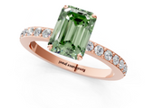 Rose gold Fancy Green Emerald  Brilliant Pavé Band Solitaire with Four-Prong Setting_42