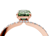 Rose gold Fancy Green Emerald  Brilliant Pavé Band Solitaire with Four-Prong Setting_45