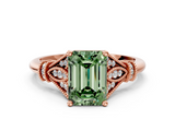 Rose gold Fancy Green Emerald  Brilliant Solitaire with Pave Band and Four-Prong Setting_14
