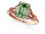 Rose gold Fancy Green Emerald  Brilliant Solitaire with Pave Band and Four-Prong Setting_15