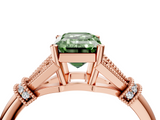 Rose gold Fancy Green Emerald  Brilliant Solitaire with Pave Band and Four-Prong Setting_18