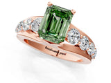 Rose gold Fancy Green Emerald  Brilliant Solitaire with Side Stones on a Pave Band and Four-Prong Setting_25