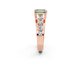 Rose gold Fancy Green Emerald  Brilliant Solitaire with Side Stones on a Pave Band and Four-Prong Setting_26