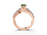 Rose gold Fancy Green Emerald  Brilliant Solitaire with Side Stones on a Pave Band and Four-Prong Setting_27