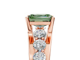 Rose gold Fancy Green Emerald  Brilliant Solitaire with Side Stones on a Pave Band and Four-Prong Setting_29