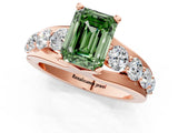 Rose gold Fancy Green Emerald  Brilliant Solitaire with Side Stones on a Pave Band and Four-Prong Setting_38